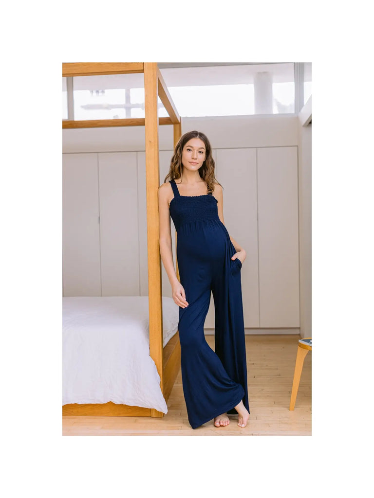 Square Neck Smocked Maternity Jumpsuit – It's Apparent