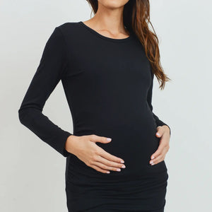 Modal jersey round neck long sleeve top